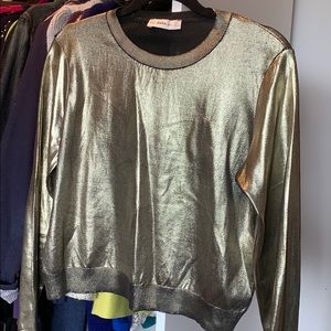Zara Gold Metallic Knit Top
